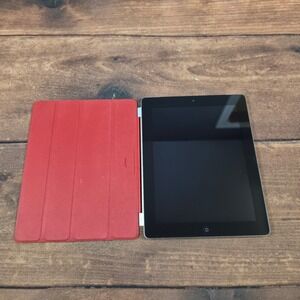 Apple iPad 2 A1396 16GB Silver Good RED Cover For Parts/ Repair
